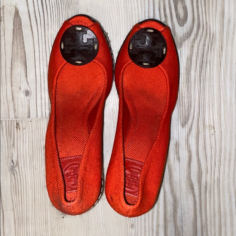 Orange Tory Burch Peaked Toe Wedge